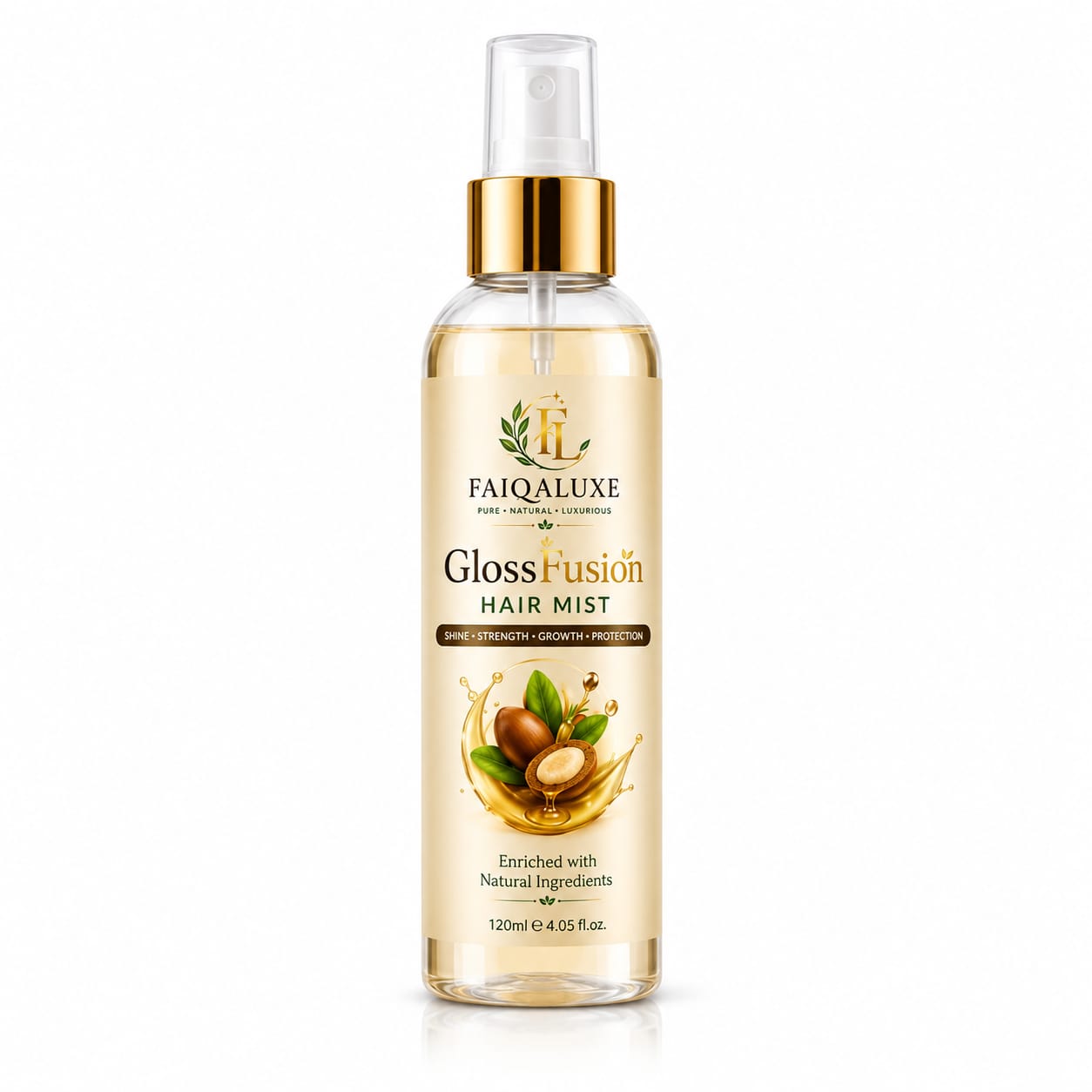 FaiqaLuxe GlossFusion Hair Mist 120ml Premium Leave-In Hair Mist Spray